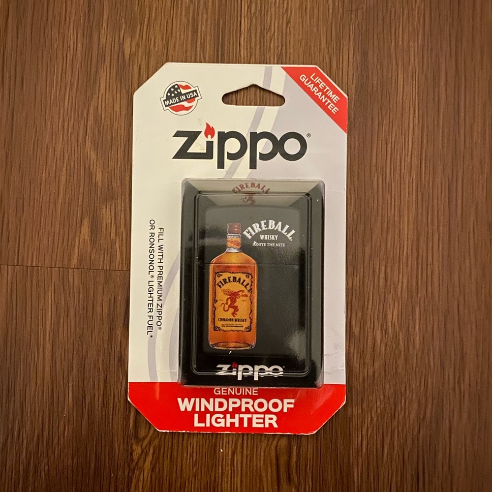 ZIPPO 218 FIREBALL WHISKEY Ignite The Nite on MATTE BLACK LIGHTER Blister Pack